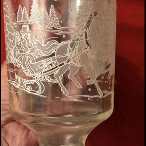 Vintage Avon 1992 President's Club Holiday Etched Sleigh Ride Christmas Glass
